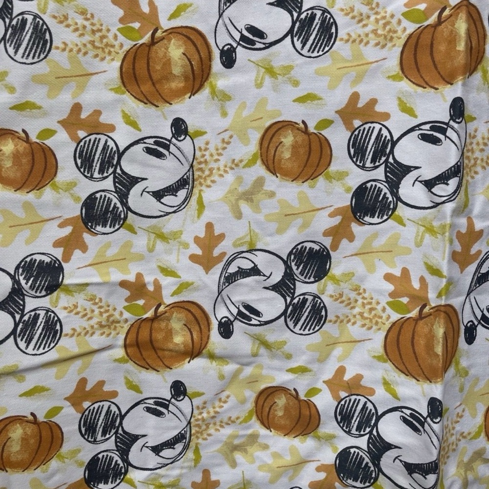 Disney RARE Mickey Mouse Pumpkin Print Fall Apron Orange Adjustable Ties Cotton